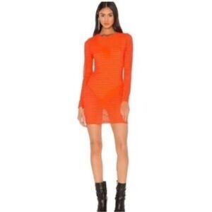 Revolve H:OURS Orange Long Sleeve Dress